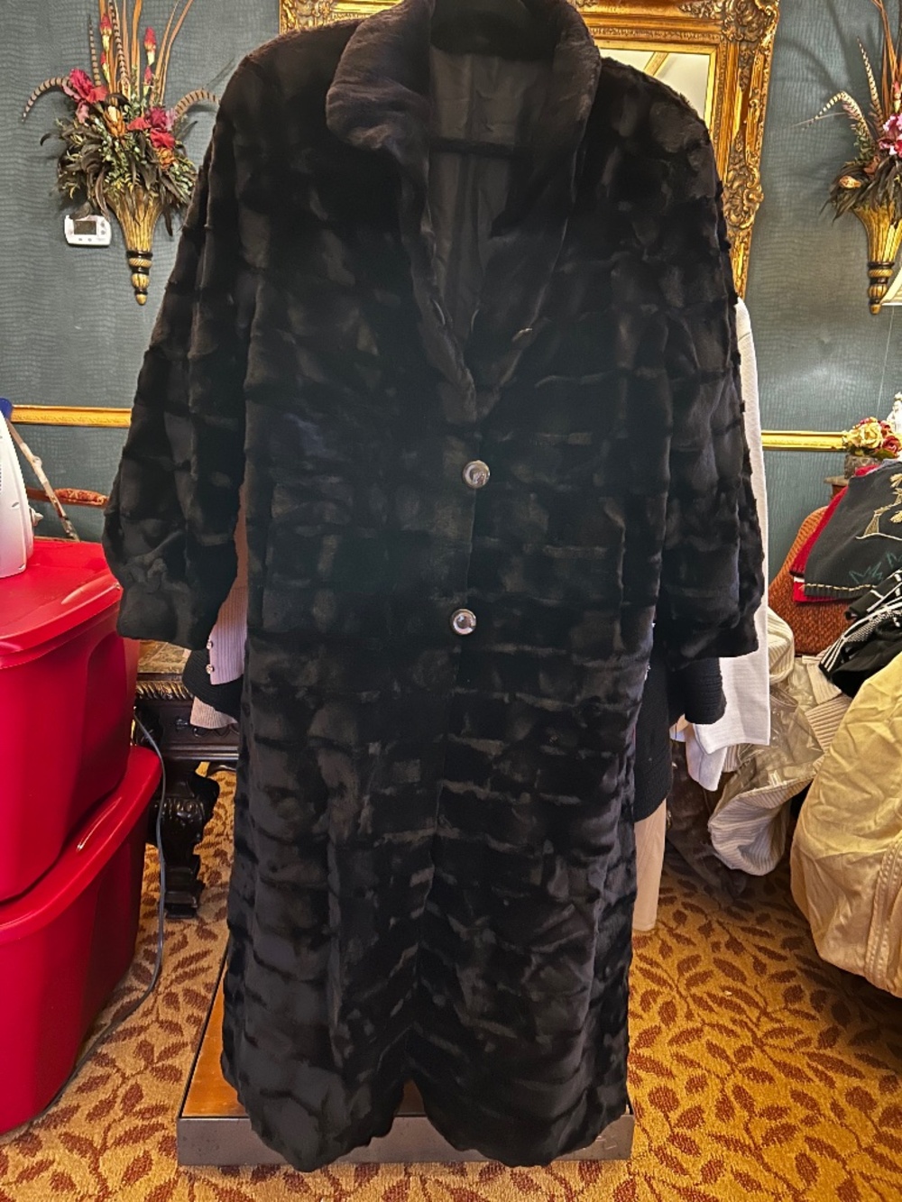 Black Fur coat beautiful  look and feel medium  like new!